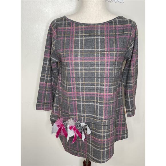 MAMATAYOE size M Flannel Tunic 3/4 Sleeves Designed in Spain Made in Portugal - Picture 3 of 15